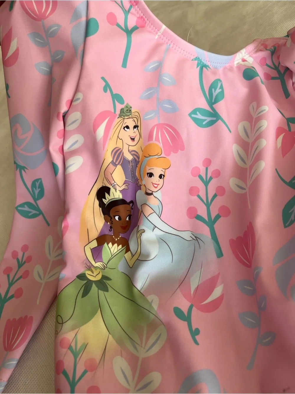 Disney's princess one-piece swimsuit little girls 3T long sleeve pink